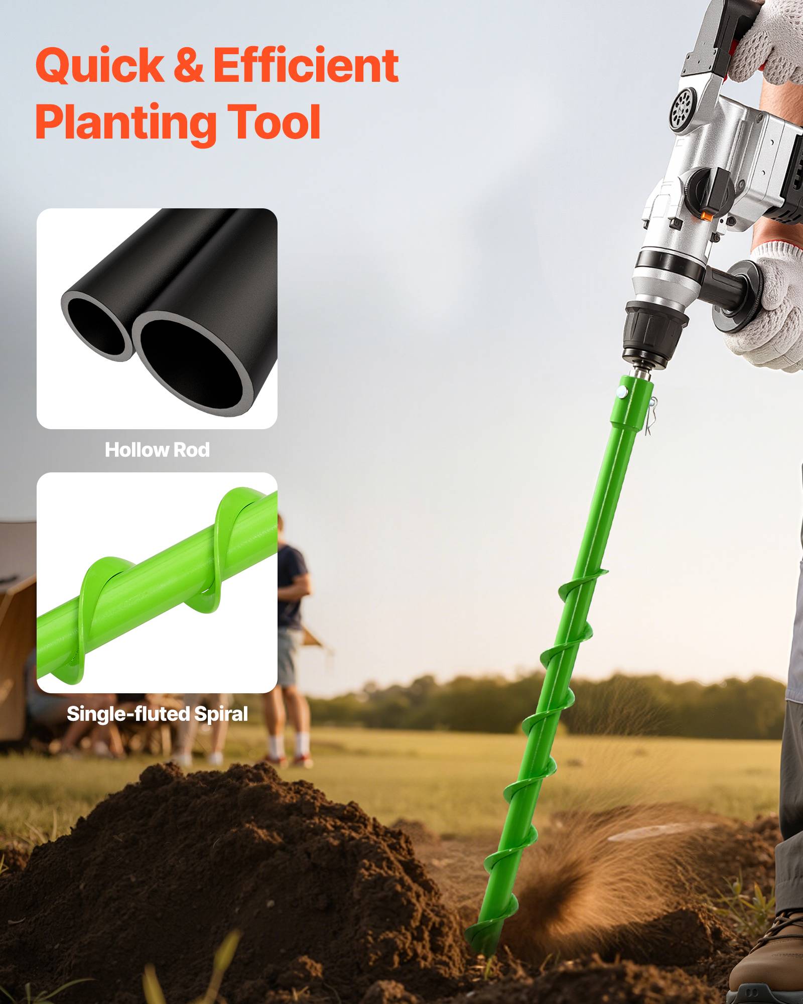 Vevor - VEVOR Mèche Tarière pour Perceuse φ 20 mm 40x790 mm pour Creuser Trous Planter - Image 2