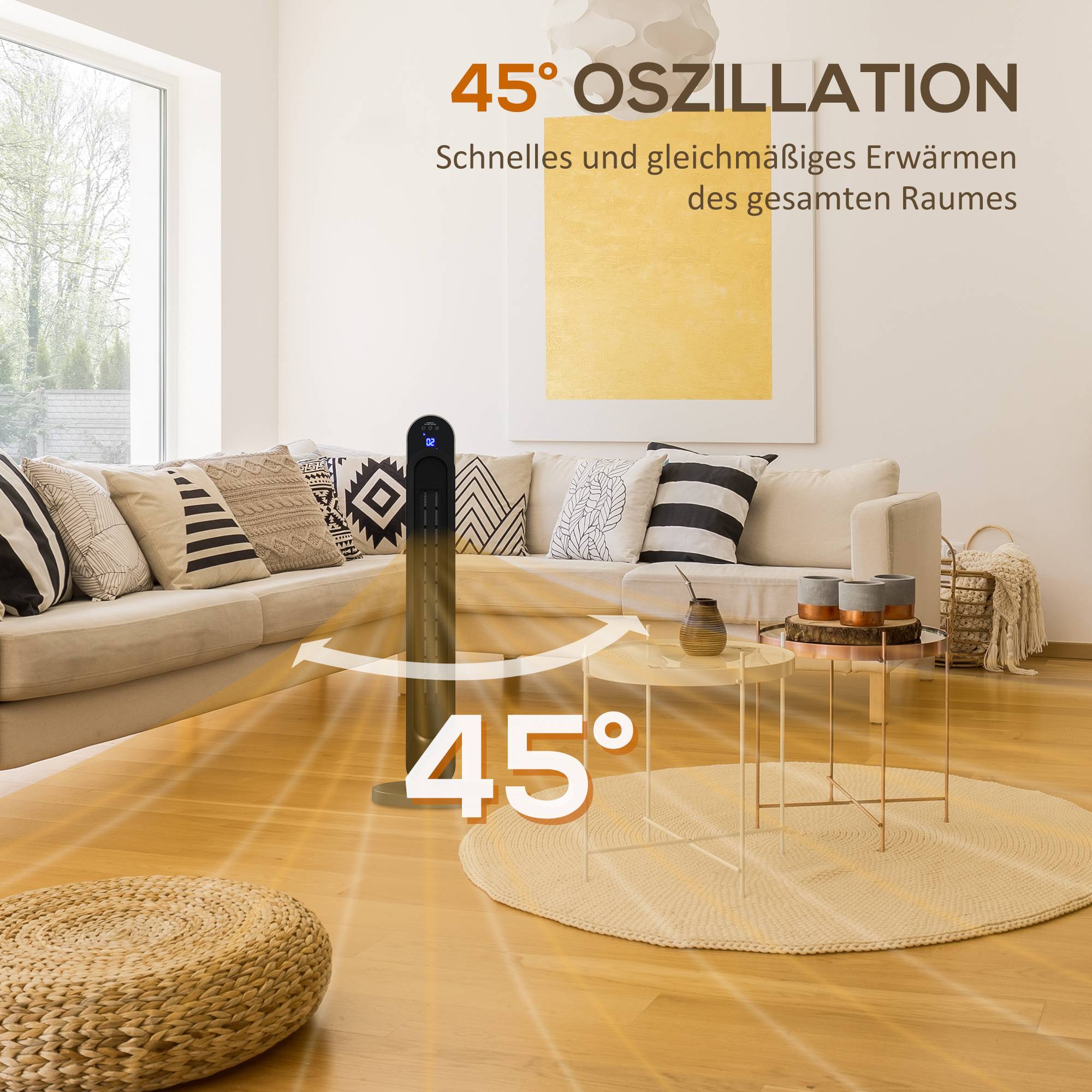Chauffage électrique, 3 modes, minuterie 12 heures, affichage LED, fonction pivotante - Image 9