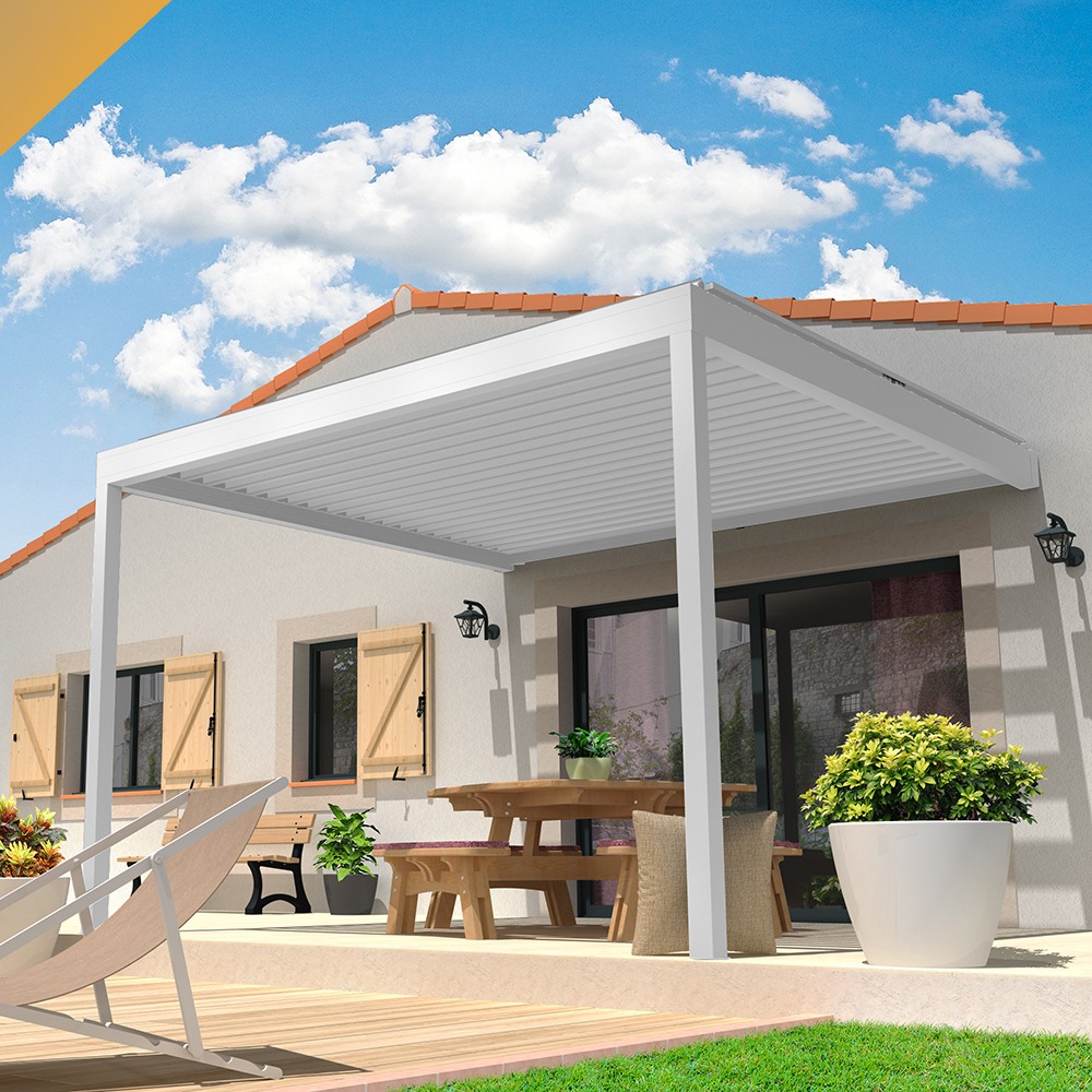 Intersun - Pergola Bioclimatique LOLITE 4,00x4,088 M Verin à Télécommande (Blanc) - INTERSUN - Image 2