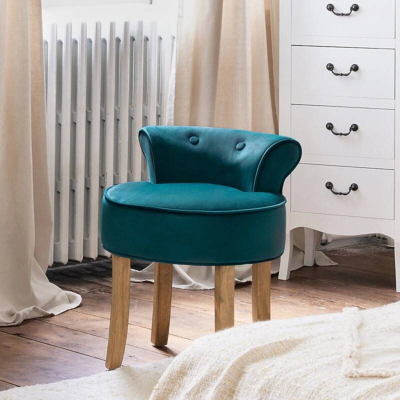 Tabouret en velours Firmin coloris Duck Atmosphera - Image 2