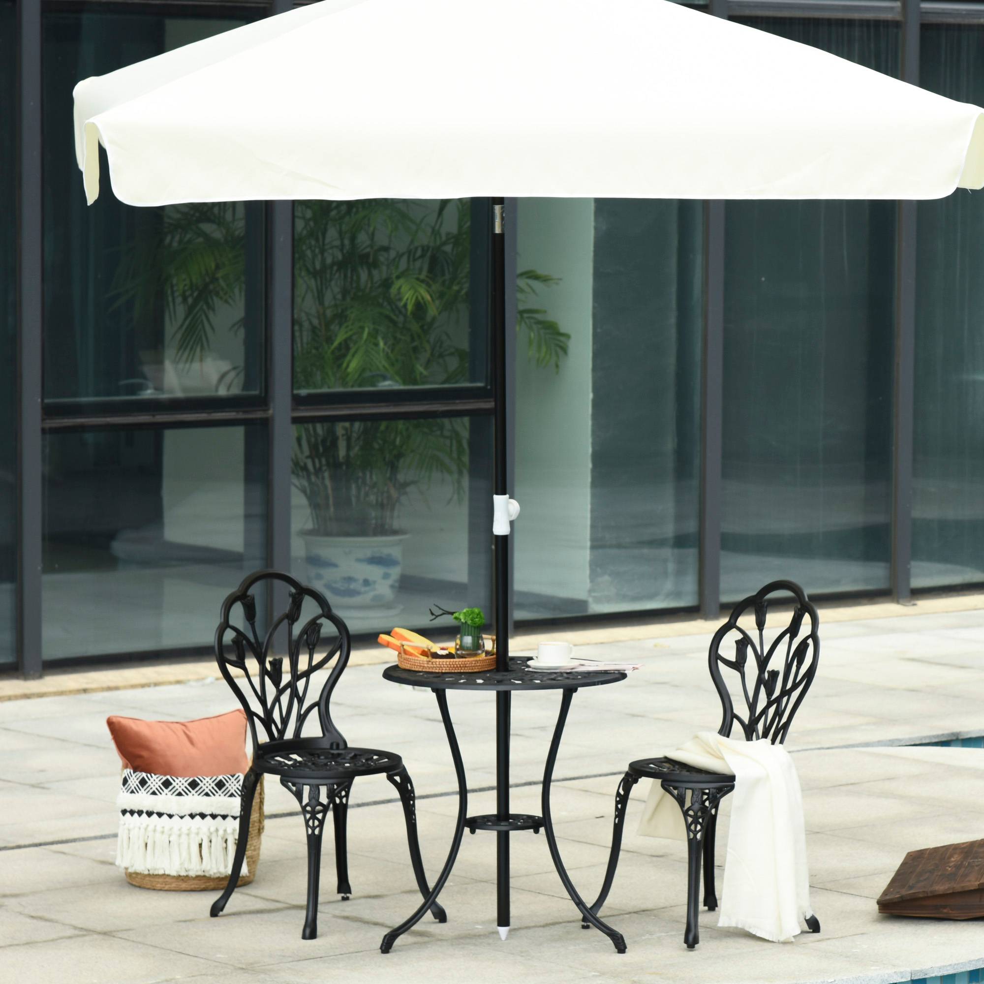 ComfortXL - Salon de jardin 2 personnes aluminium noir table et 2 chaises pliantes balcon terrasse - ComfortXL Outdoor Living - Image 4