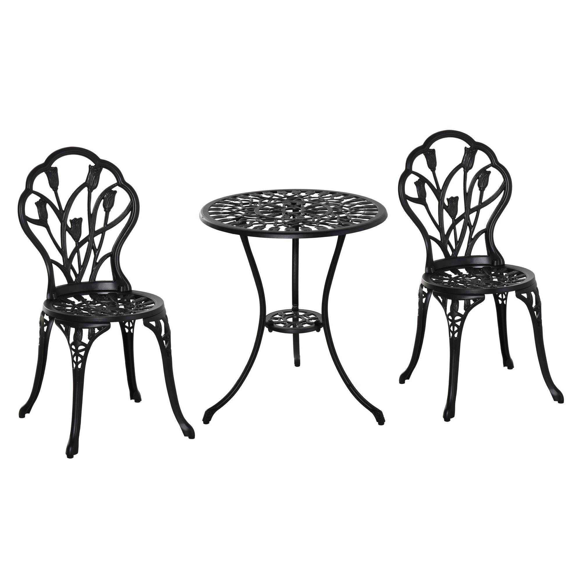ComfortXL - Salon de jardin 2 personnes aluminium noir table et 2 chaises pliantes balcon terrasse - ComfortXL Outdoor Living - Image 2