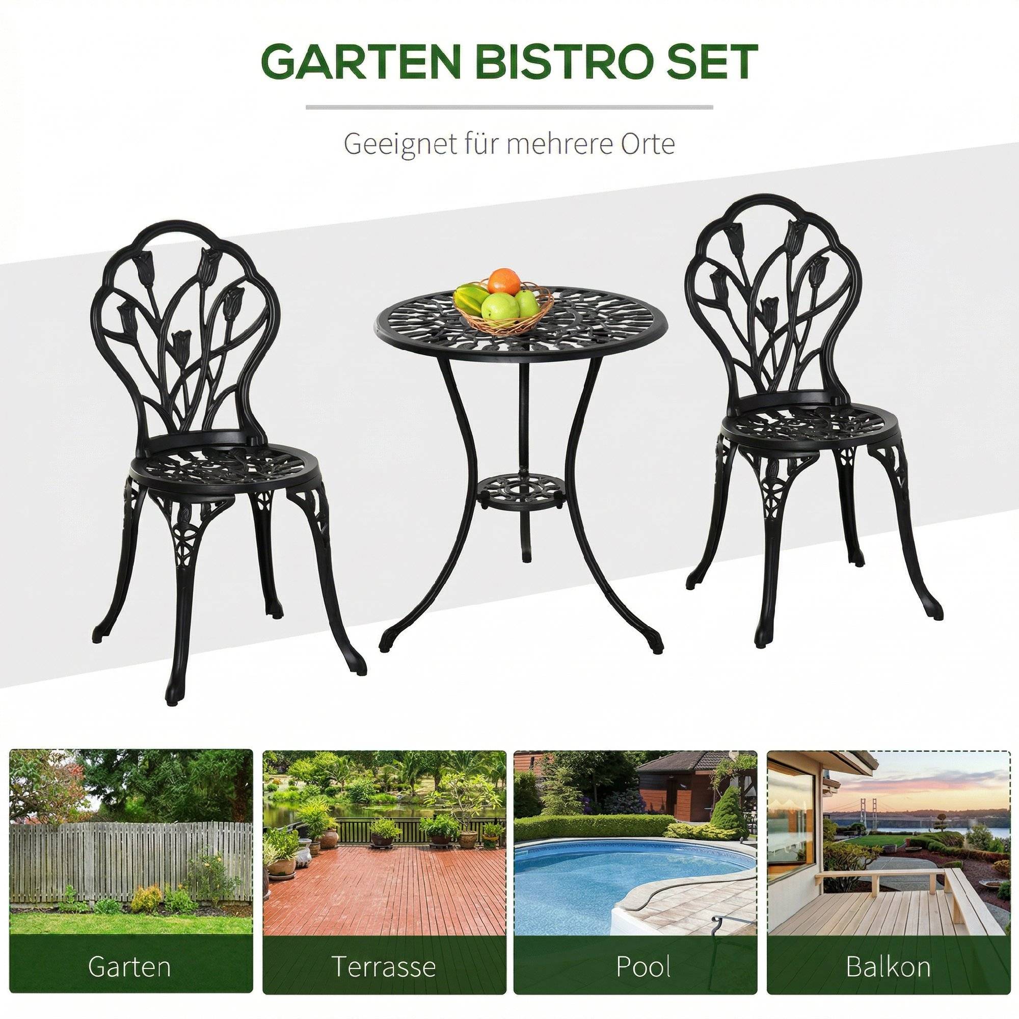 ComfortXL - Salon de jardin 2 personnes aluminium noir table et 2 chaises pliantes balcon terrasse - ComfortXL Outdoor Living - Image 9