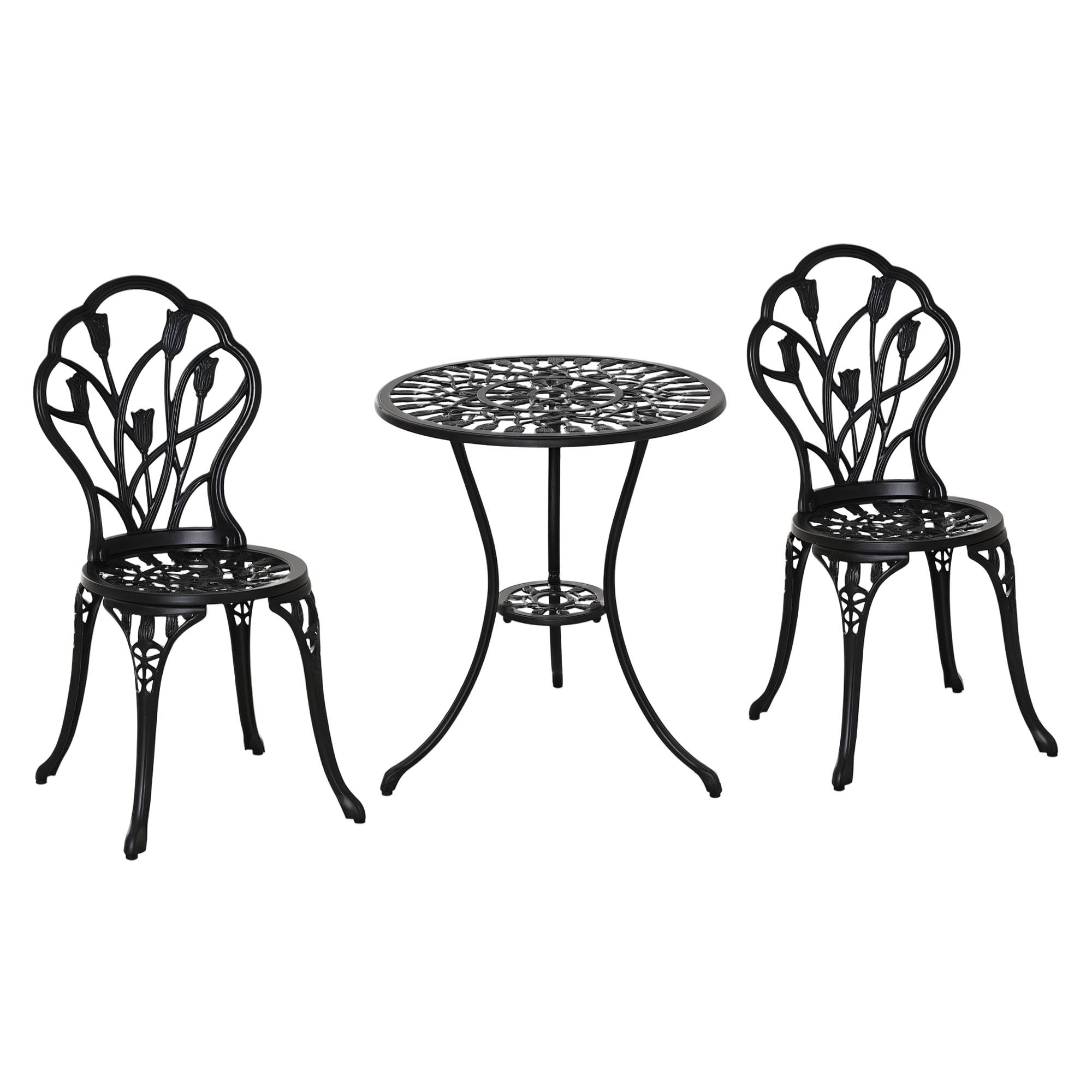 ComfortXL - Salon de jardin 2 personnes aluminium noir table et 2 chaises pliantes balcon terrasse - ComfortXL Outdoor Living