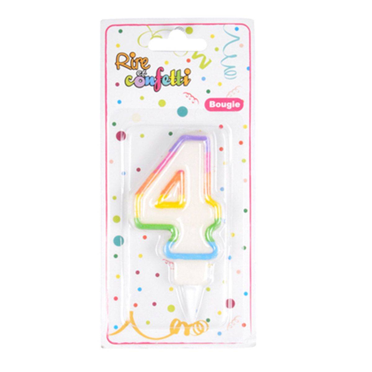 Bougie d'Anniversaire "Chiffre 4" 7cm Multicolore - Image 2