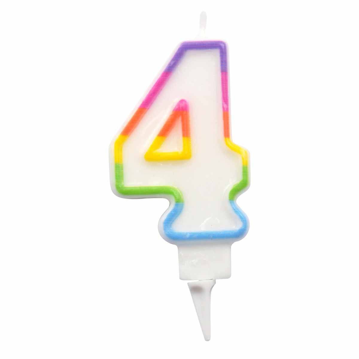 Bougie d'Anniversaire "Chiffre 4" 7cm Multicolore
