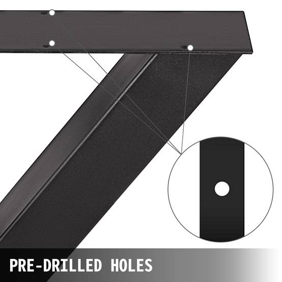 Vevor - Pieds de table métal (2pcs) forme X, charge max 1000kg, 720x600mm, noir, pour salle à manger. VEVOR - Image 5
