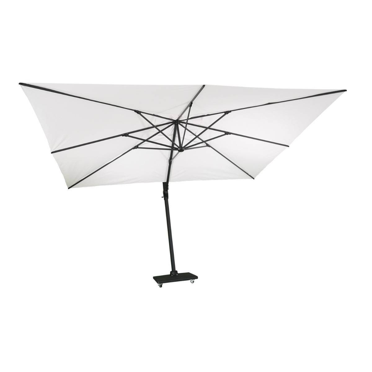 Parasol déporté rotatif 360° inclinable aluminium noir toile écrue 4x3 m Poseidon - Gecko Jardin - Image 2