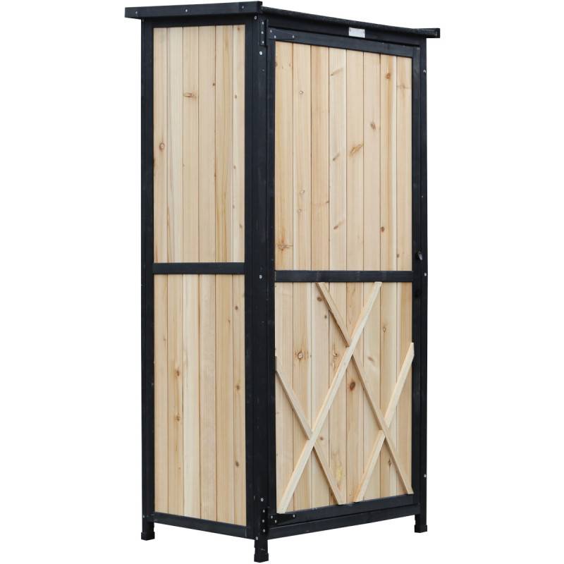 Armoire de jardin bois massif 69x52x142cm avec étagères et table pliable Arbour - Image 4
