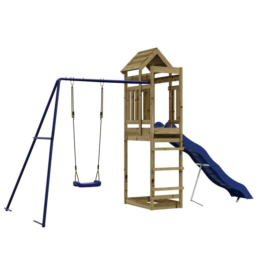 Helloshop26 - Aire de jeux d'extérieur balançoires toboggan portiques robuste jeux jardin 90 x 64 x 238 cm bois de pin imprégné - Image 1