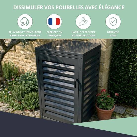 Cache Poubelle Extérieur Simple en Aluminium thermolaqué - Abri pour 1 conteneur 120 Litres – Gris Anthracite RAL 7016 - Image 7