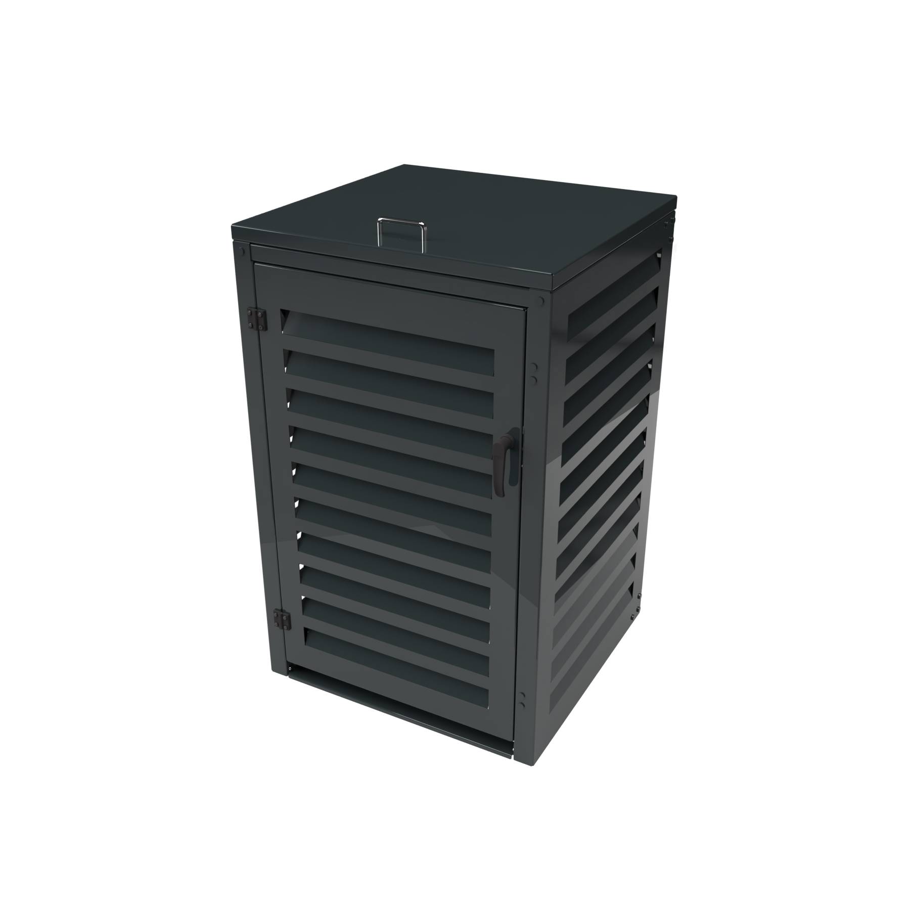 Cache Poubelle Extérieur Simple en Aluminium thermolaqué - Abri pour 1 conteneur 120 Litres – Gris Anthracite RAL 7016 - Image 1