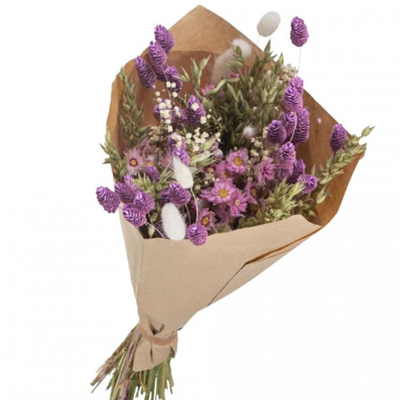 Naturalys - Bouquet de fleurs séchées mariage Mix Naturel Lilas 50 cm - Naturalys
