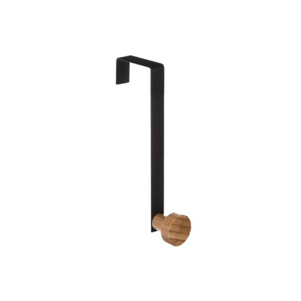 Patère en Métal & Bambou "1 Tête" 16cm Noir - Image 1