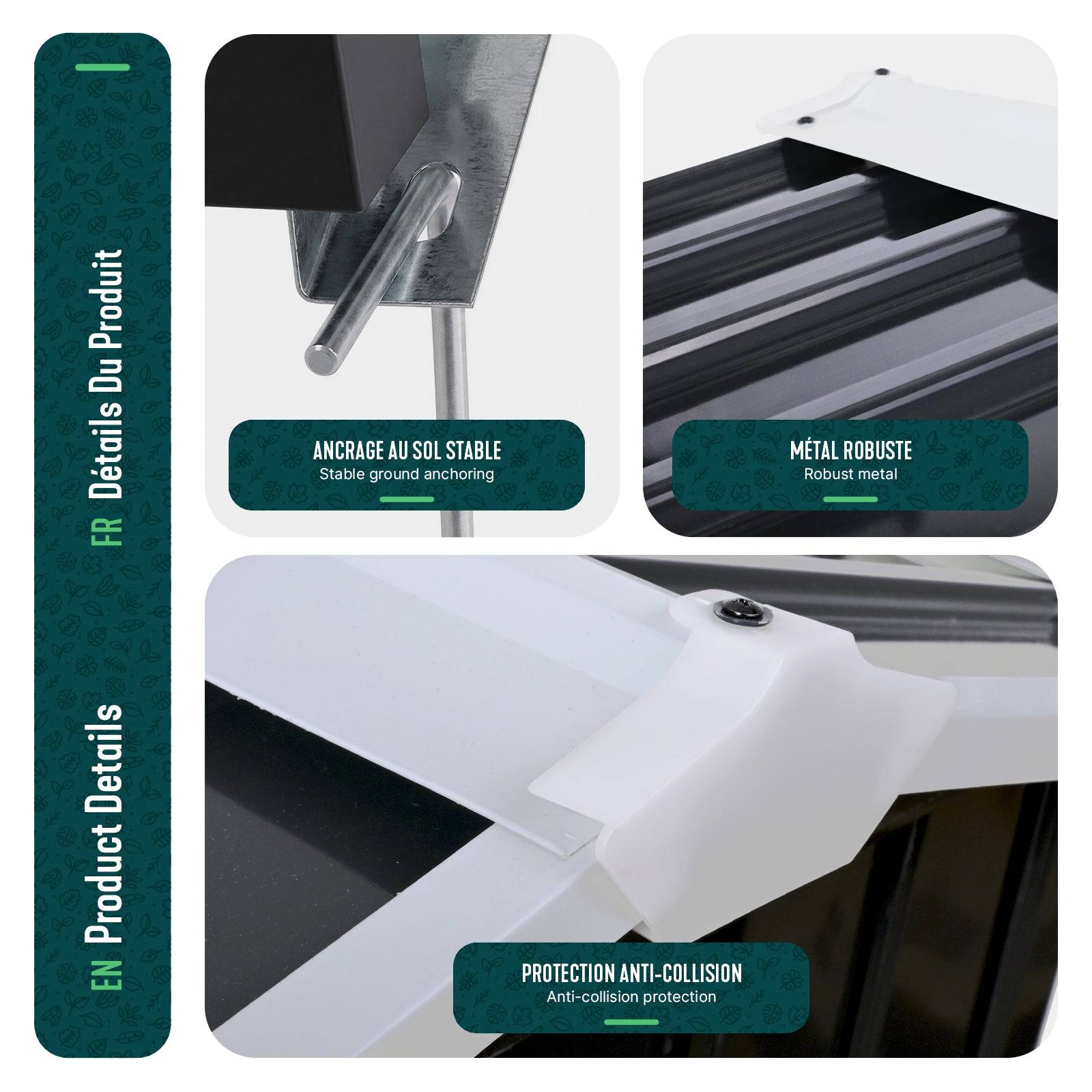 Vounot - Garage pour robot tondeuse en métal 87x100x63.5cm, Abri extérieur protection contre les intempéries et UV, Noir, VOUNOT® - Image 7