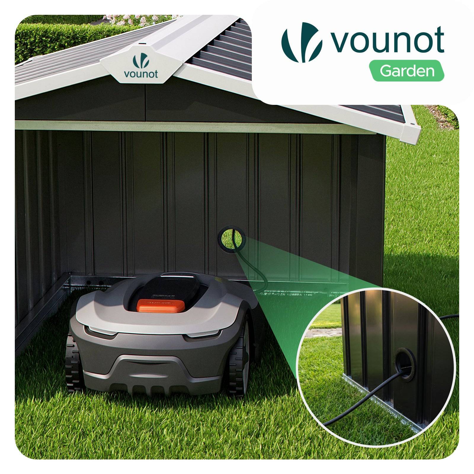 Vounot - Garage pour robot tondeuse en métal 87x100x63.5cm, Abri extérieur protection contre les intempéries et UV, Noir, VOUNOT® - Image 6