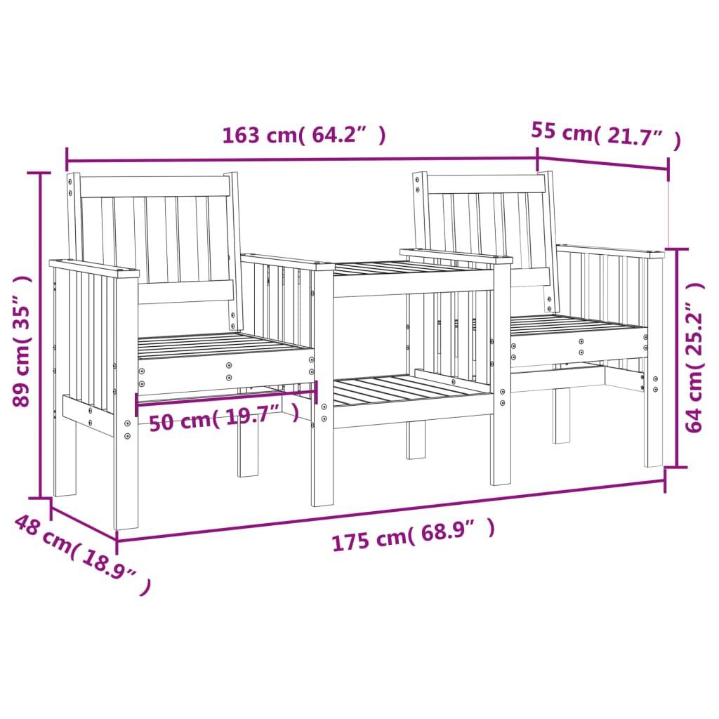 Maison Chic - Banc de jardin - Banc d'extérieur - Banquette avec table 2 places bois massif de douglas - Image 8