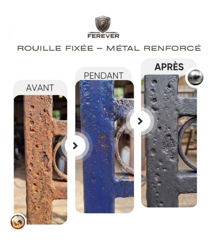 Lot 6 bidons convertisseur de rouille 0,5L longue durée, séchage rapide - FEREVER CV01x6 - Image 3