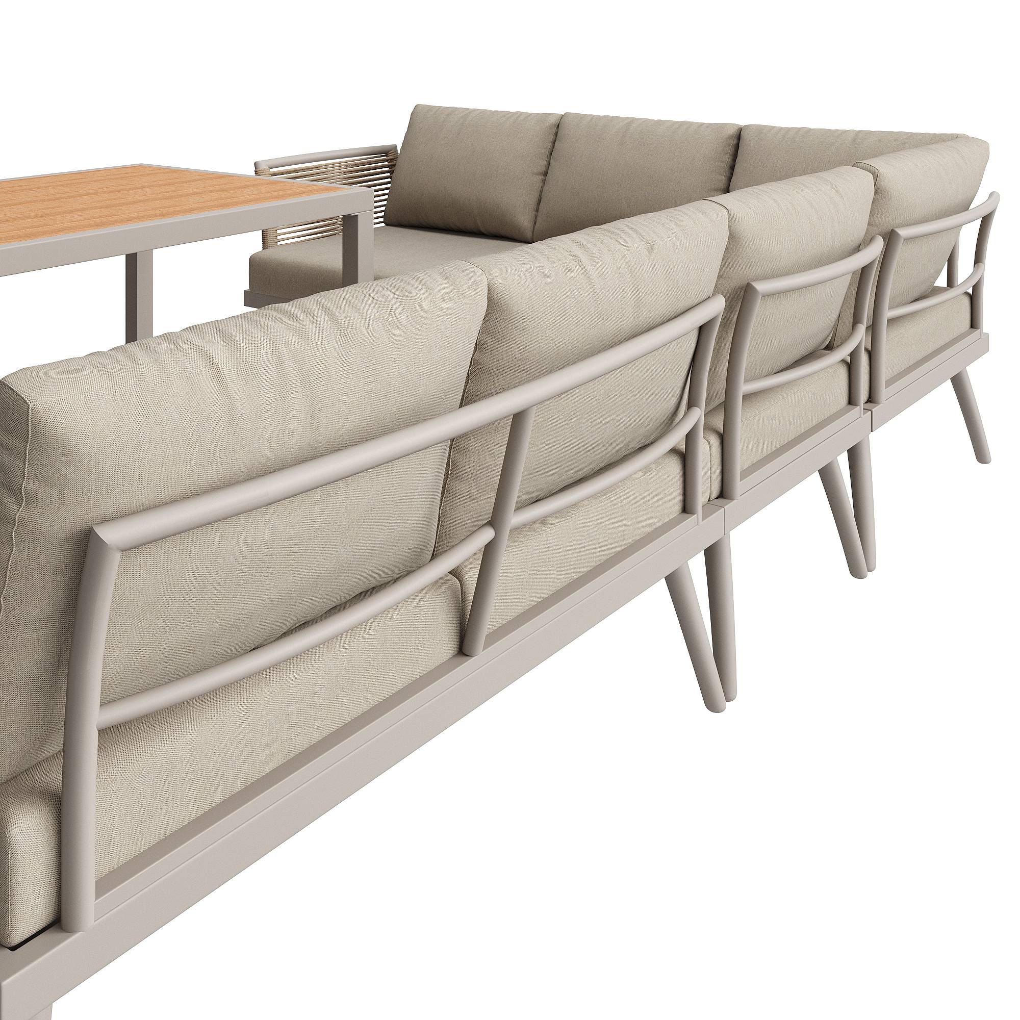 ComfortXL - Salon de jardin d'angle 7 places en métal et corde tressée pour terrasse avec table beige - ComfortXL Outdoor Living - Image 7