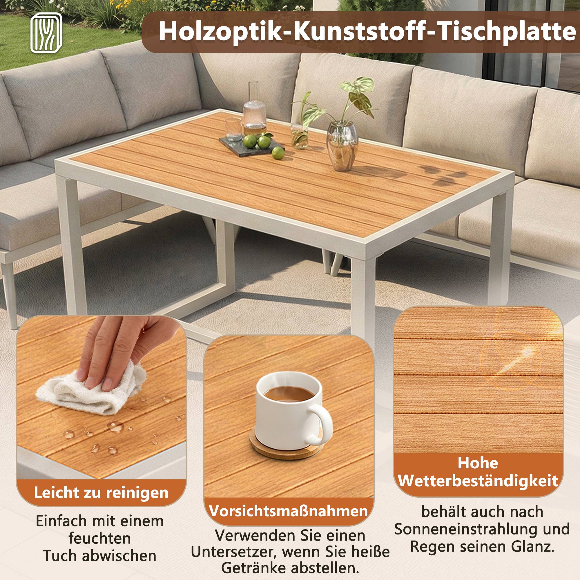 ComfortXL - Salon de jardin d'angle 7 places en métal et corde tressée pour terrasse avec table beige - ComfortXL Outdoor Living - Image 4