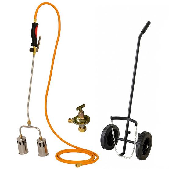 Désherbeur thermique Pro 2 Bruleurs Ø 60 mm Turbo Tuyau 5m Détendeur gaz 4.0 bar Allume gaz Chariot INTEC - Image 1