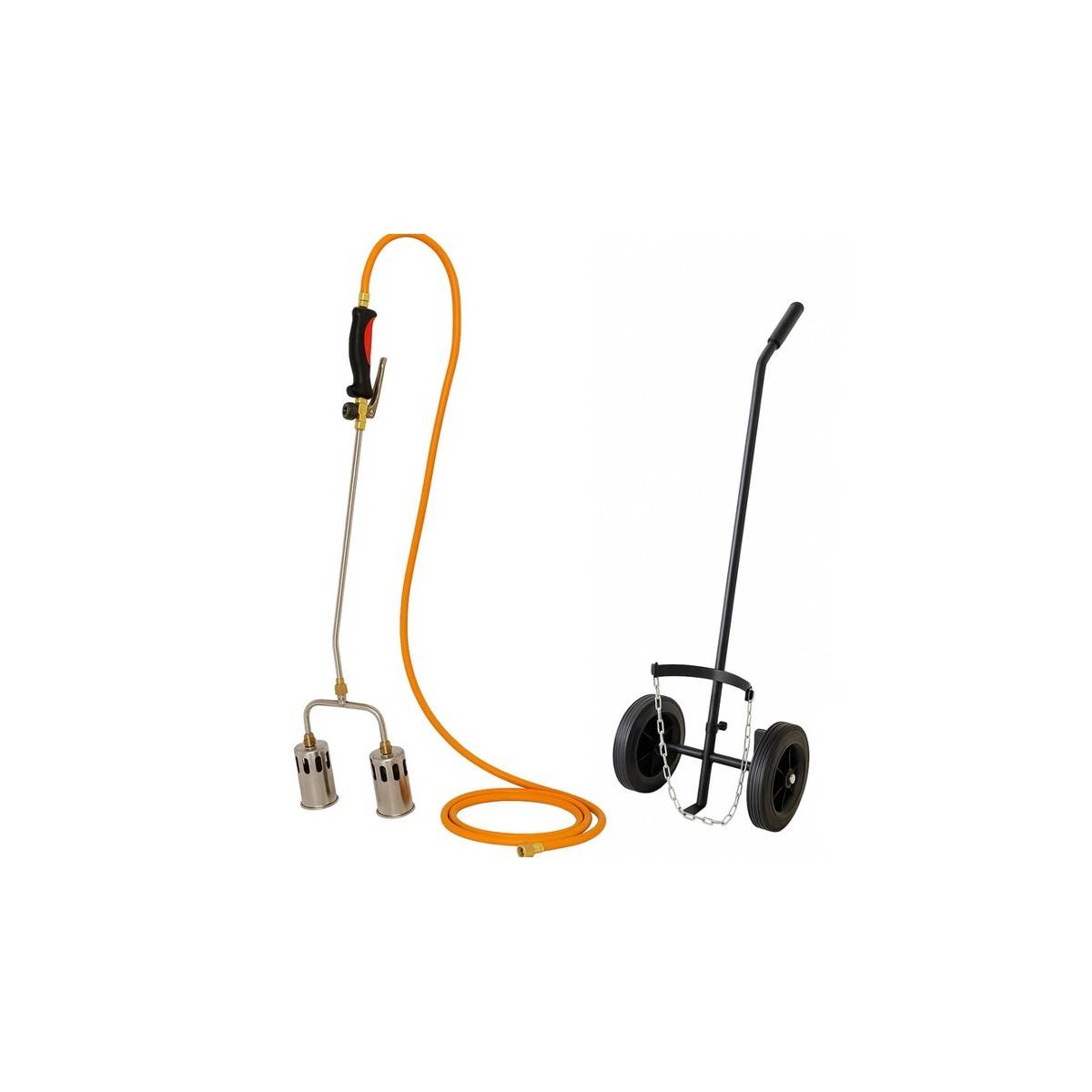 Intec - Désherbeur thermique Pro 2 Bruleurs Ø 60 mm Turbo Tuyau 5m Allume gaz Chariot INTEC - Image 1