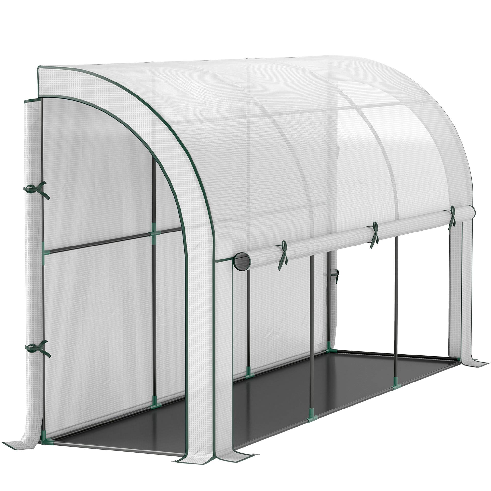 Serre de jardin adossée acier plastique balcons terrasses protection UV 200x80x157cm Blanc - ComfortXL Outdoor Living - Image 2