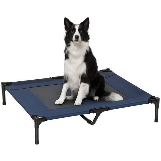 Lit surélevé XL chien Tissu Oxford Textilène Repos ventilé 92x76x18cm Bleu - ComfortXL Outdoor Living - Image 1