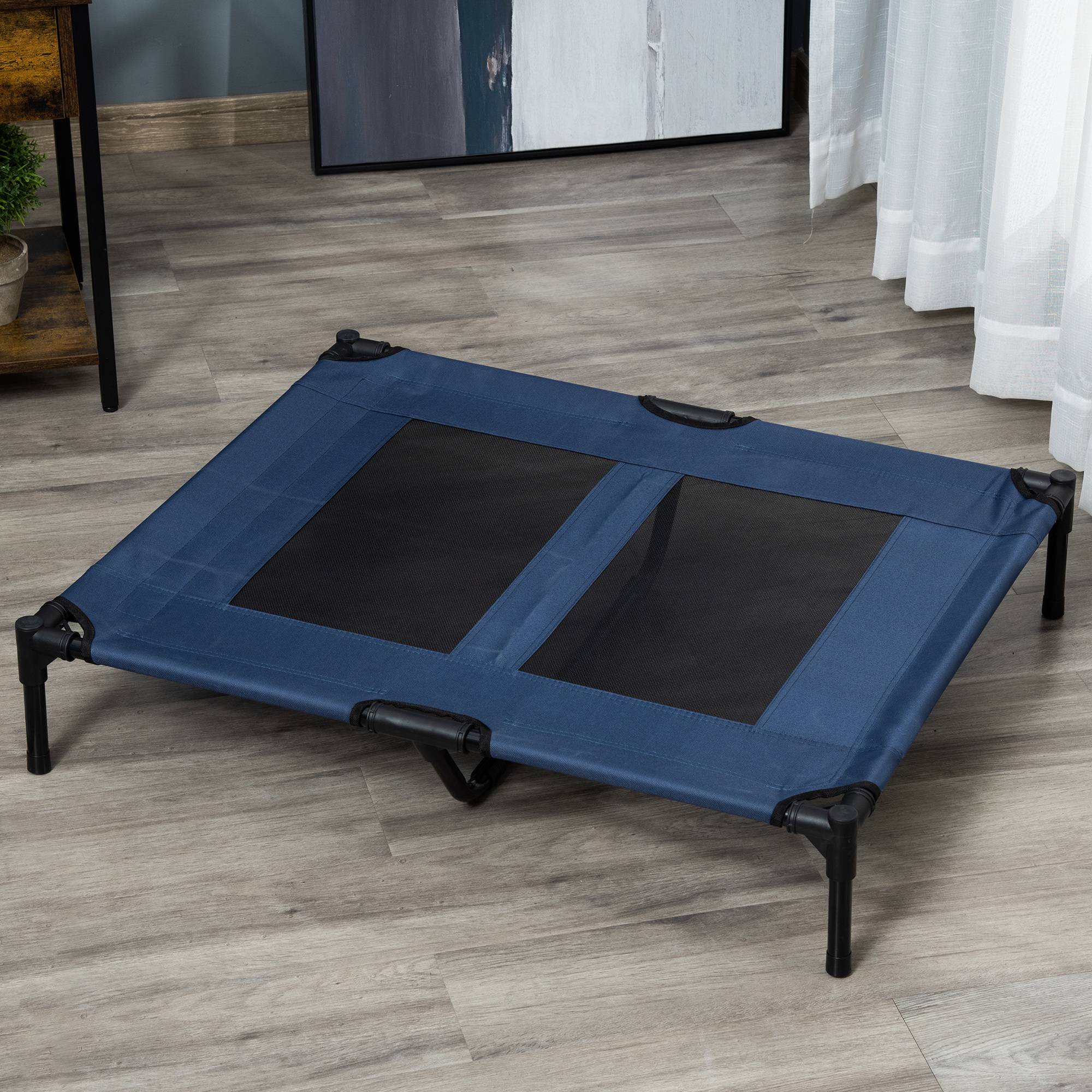 Lit surélevé XL chien Tissu Oxford Textilène Repos ventilé 92x76x18cm Bleu - ComfortXL Outdoor Living - Image 4