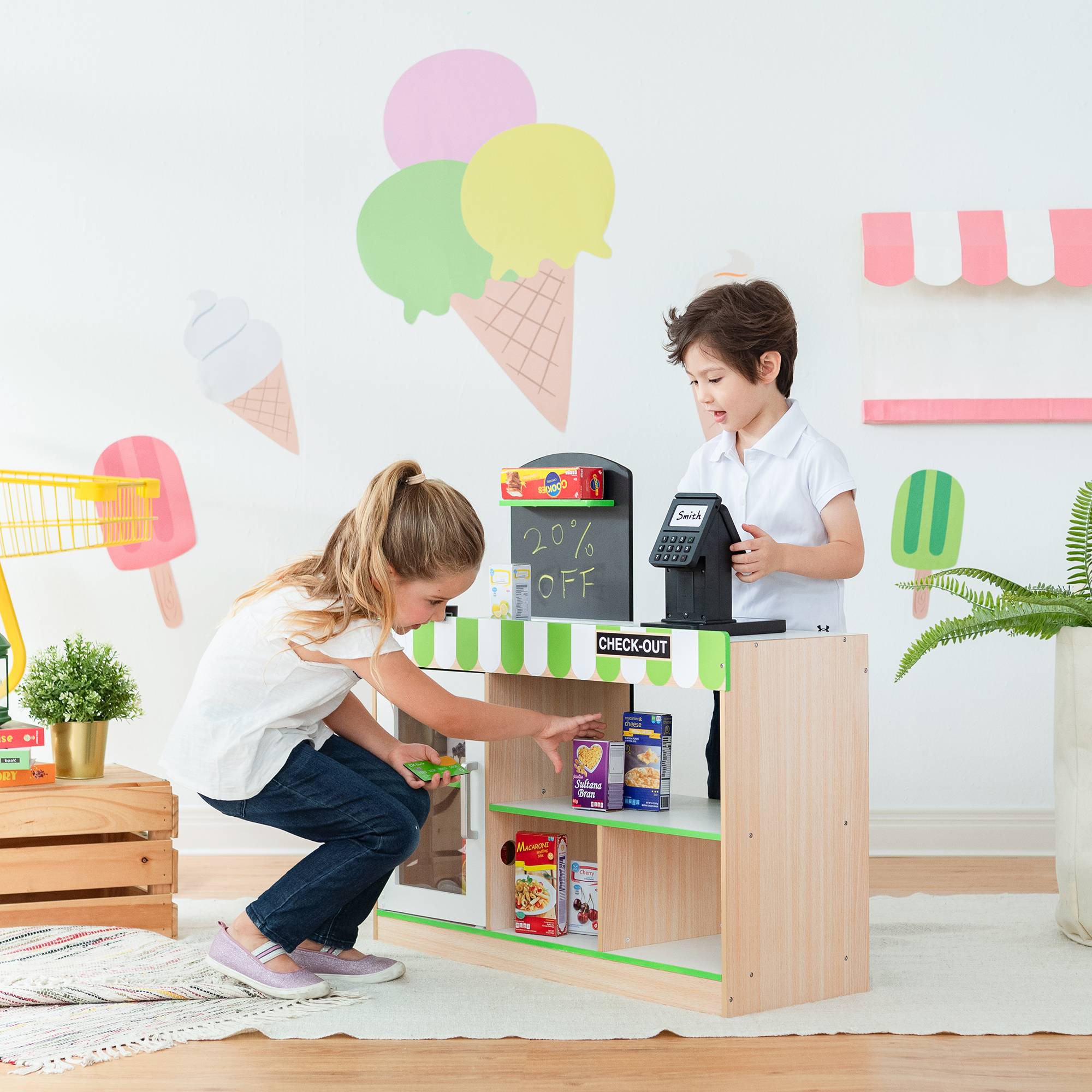 Caisse enregistreuse électronique enfant supermarché 79.4 cm, Vert Teamson Kids - Image 4