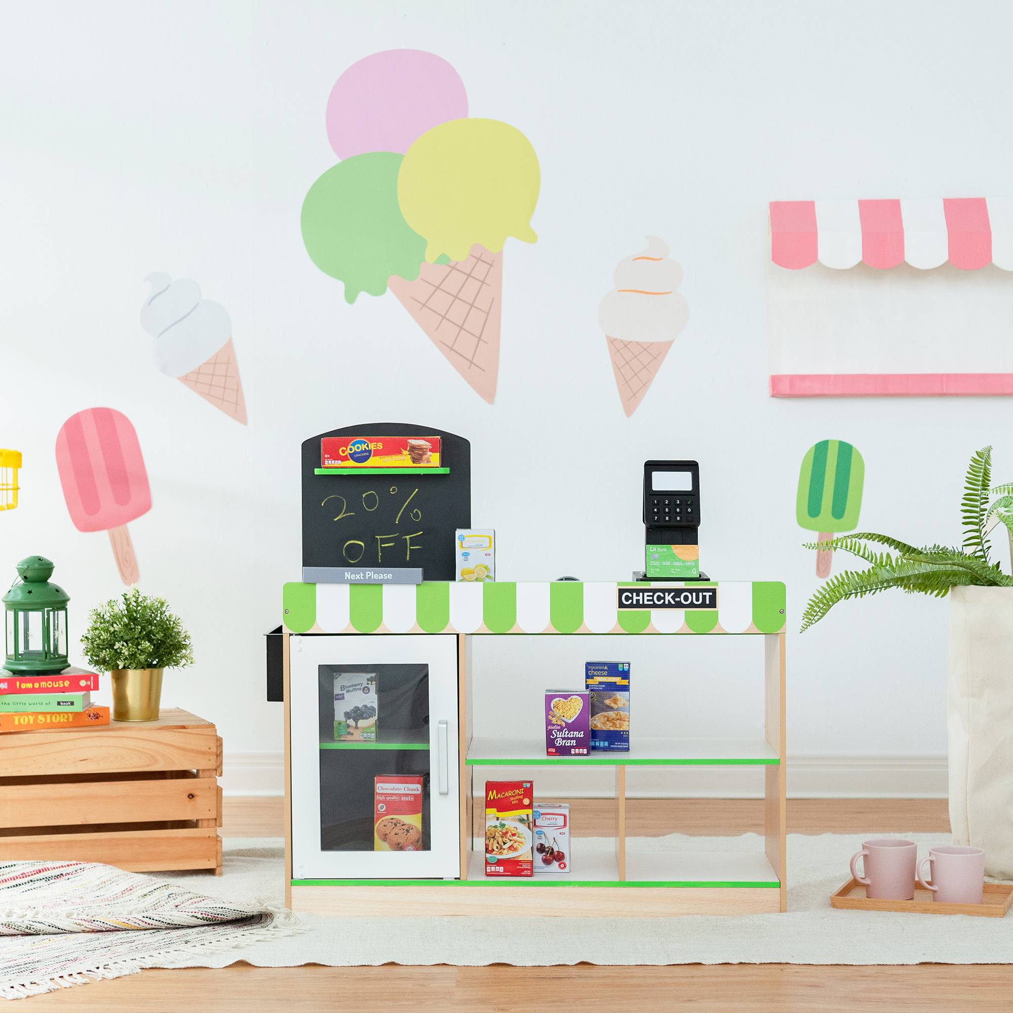 Caisse enregistreuse électronique enfant supermarché 79.4 cm, Vert Teamson Kids - Image 5