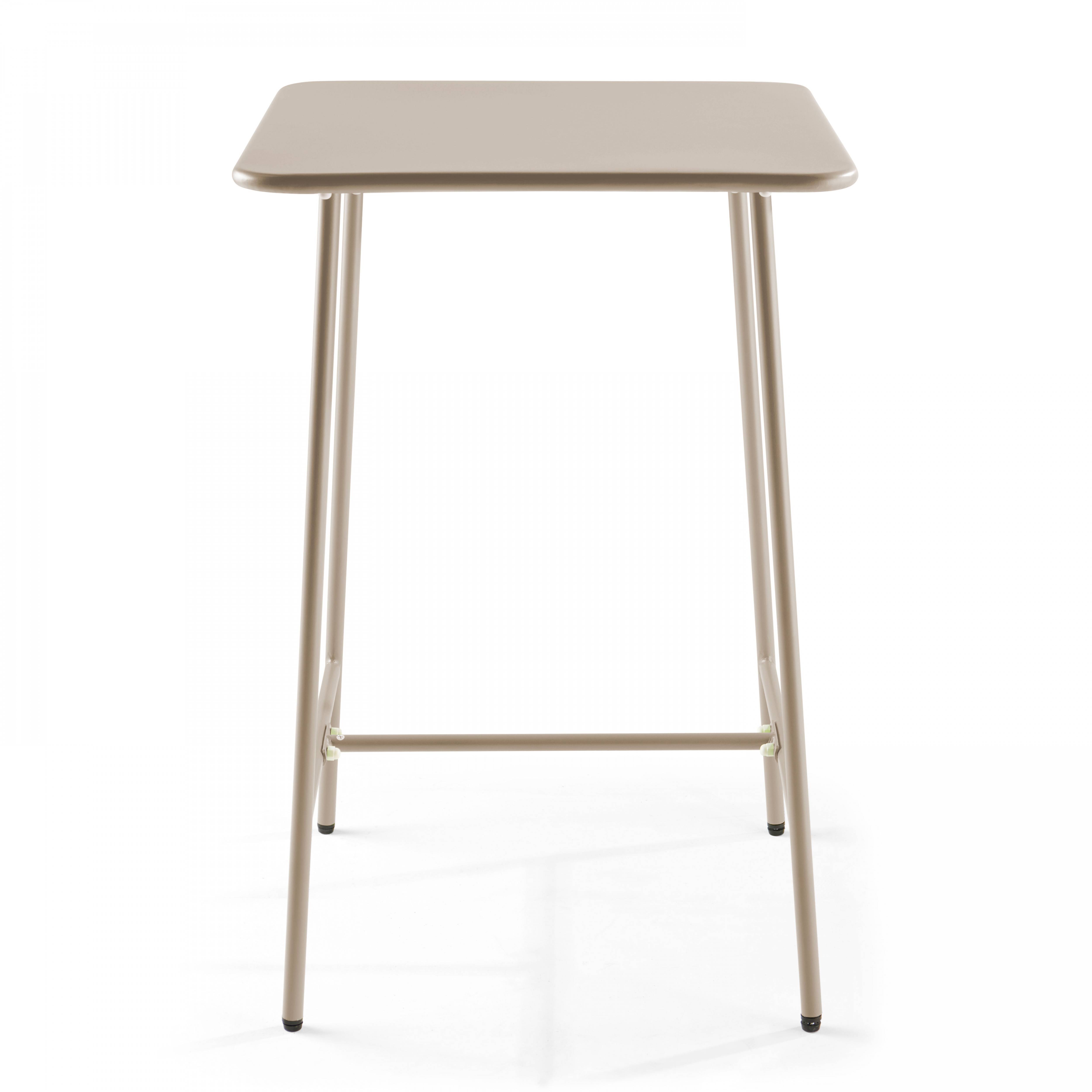 Oviala - Table haute de jardin carrée en acier taupe Palavas - Oviala - Image 5