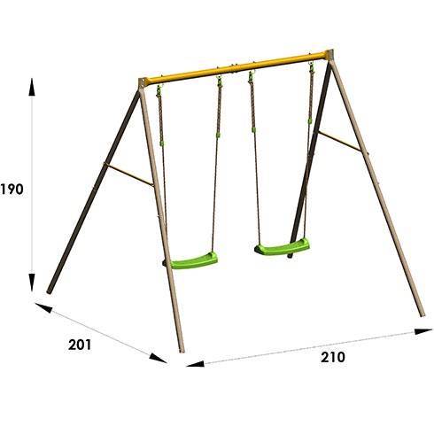 Portique métal 1,90 m Agility DUETTO 2 enfants - Image 3