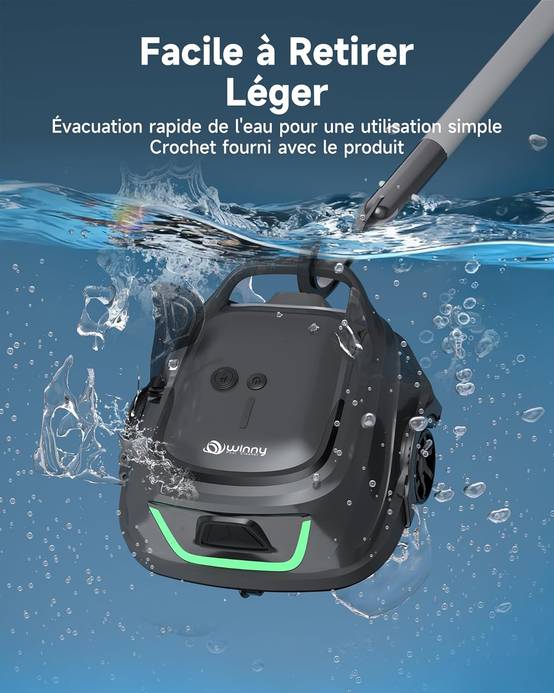Robot de piscine sans fil Wybot A1 - Nettoyage du fond,Batterie Grande Autonomie - Image 3