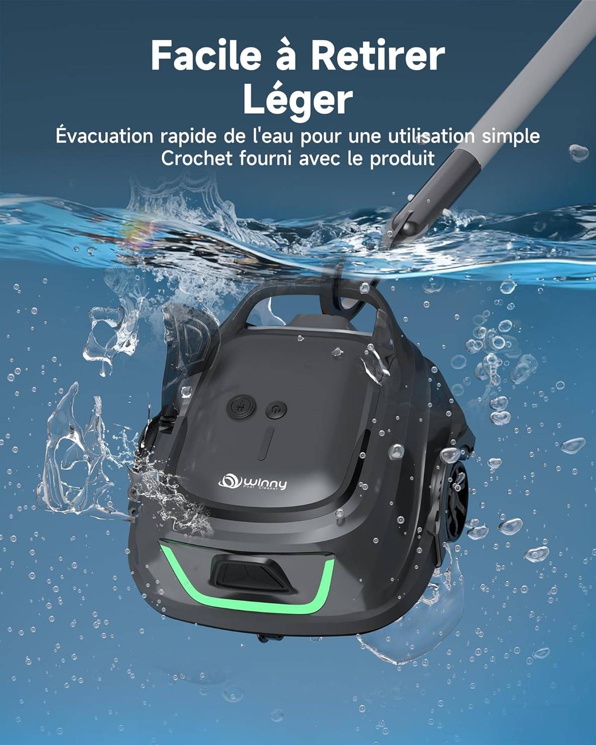Robot de piscine sans fil Wybot A1 - Nettoyage du fond,Batterie Grande Autonomie - Image 3