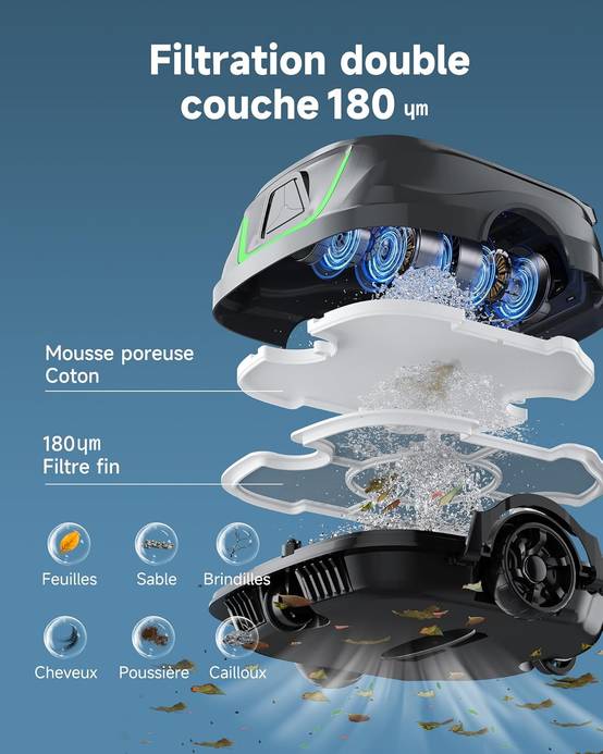 Robot de piscine sans fil Wybot A1 - Nettoyage du fond,Batterie Grande Autonomie - Image 2