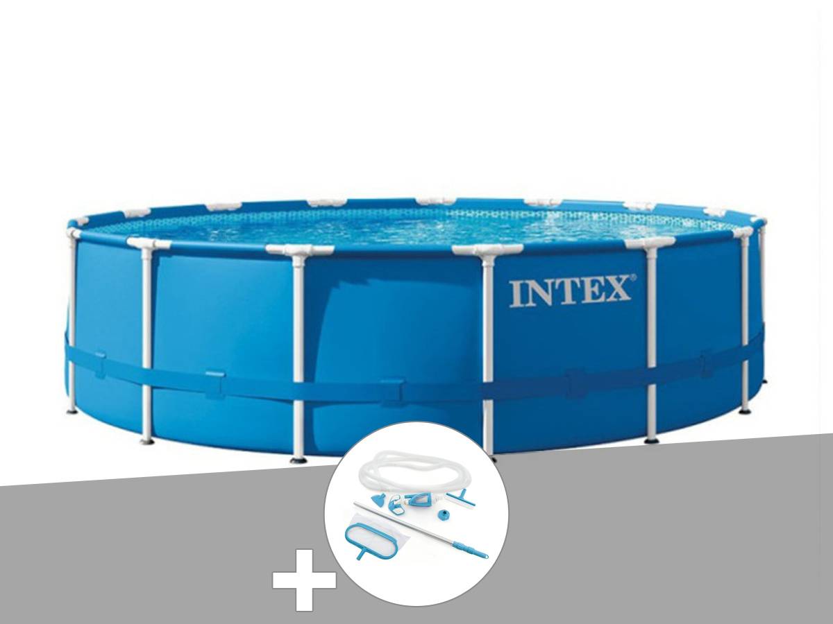 Kit piscine tubulaire Intex Metal Frame ronde 4,57 x 1,22 m + Kit d'entretien - Image 1