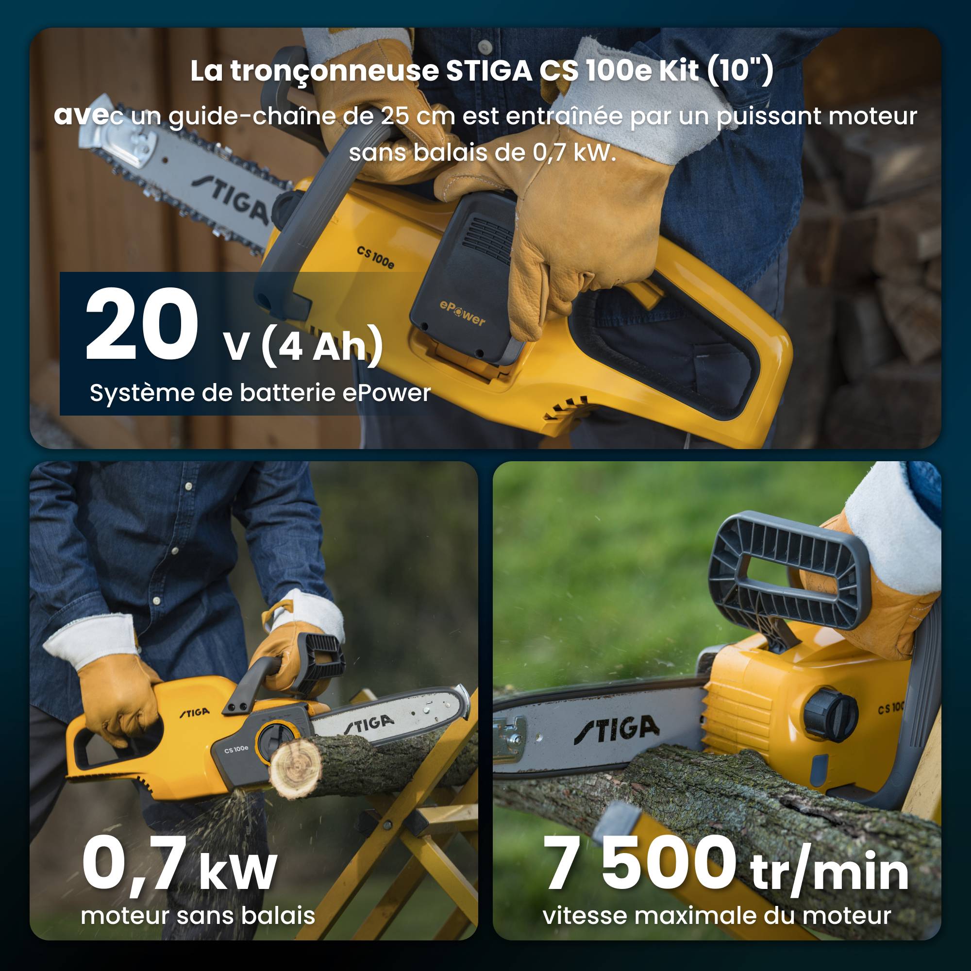 Stiga - Kit tronçonneuse CS 100e, batterie 20V, moteur 700 W - STIGA - Image 2
