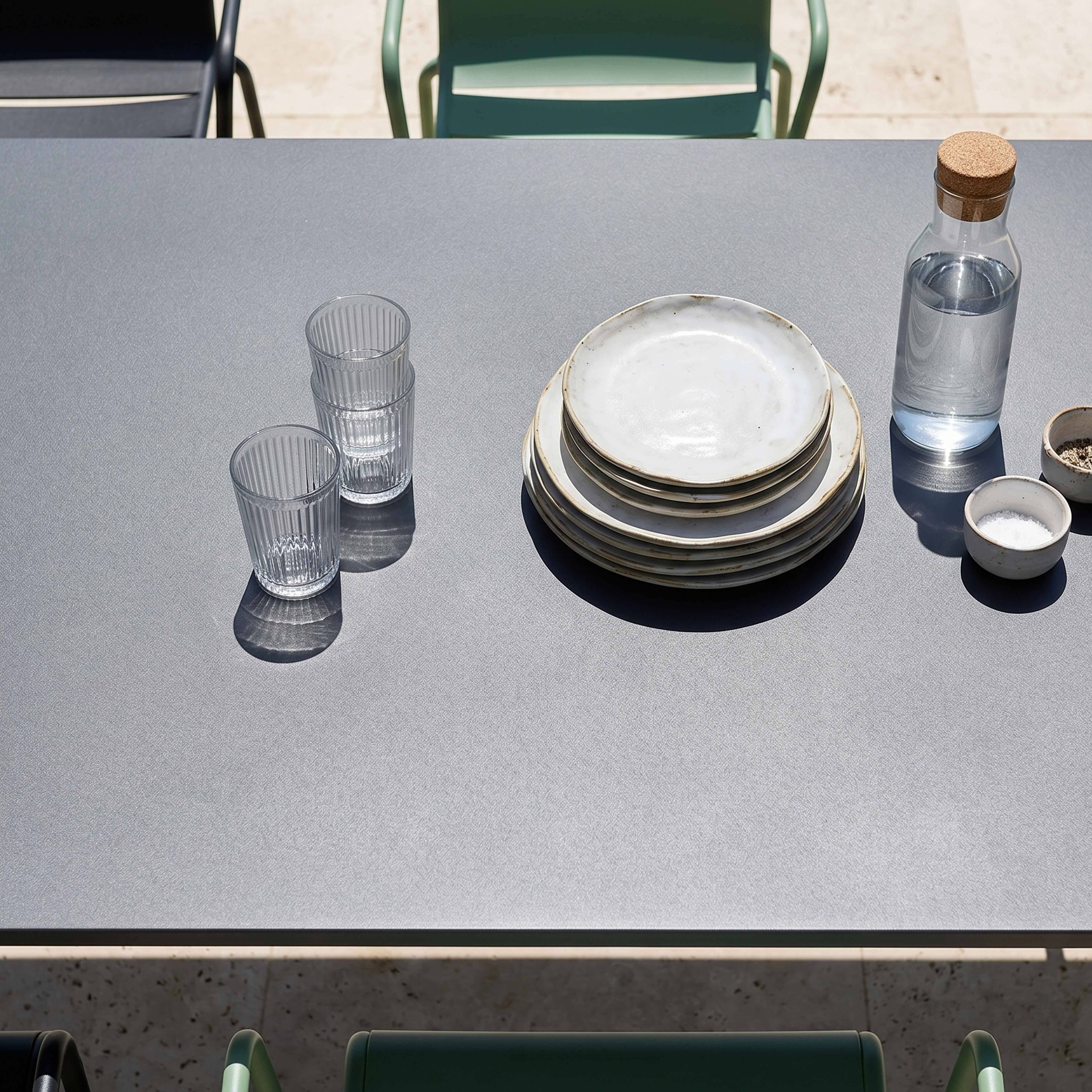 Oviala - Ensemble table de jardin et 8 fauteuils en métal vert sauge et gris Palavas - Oviala - Image 3