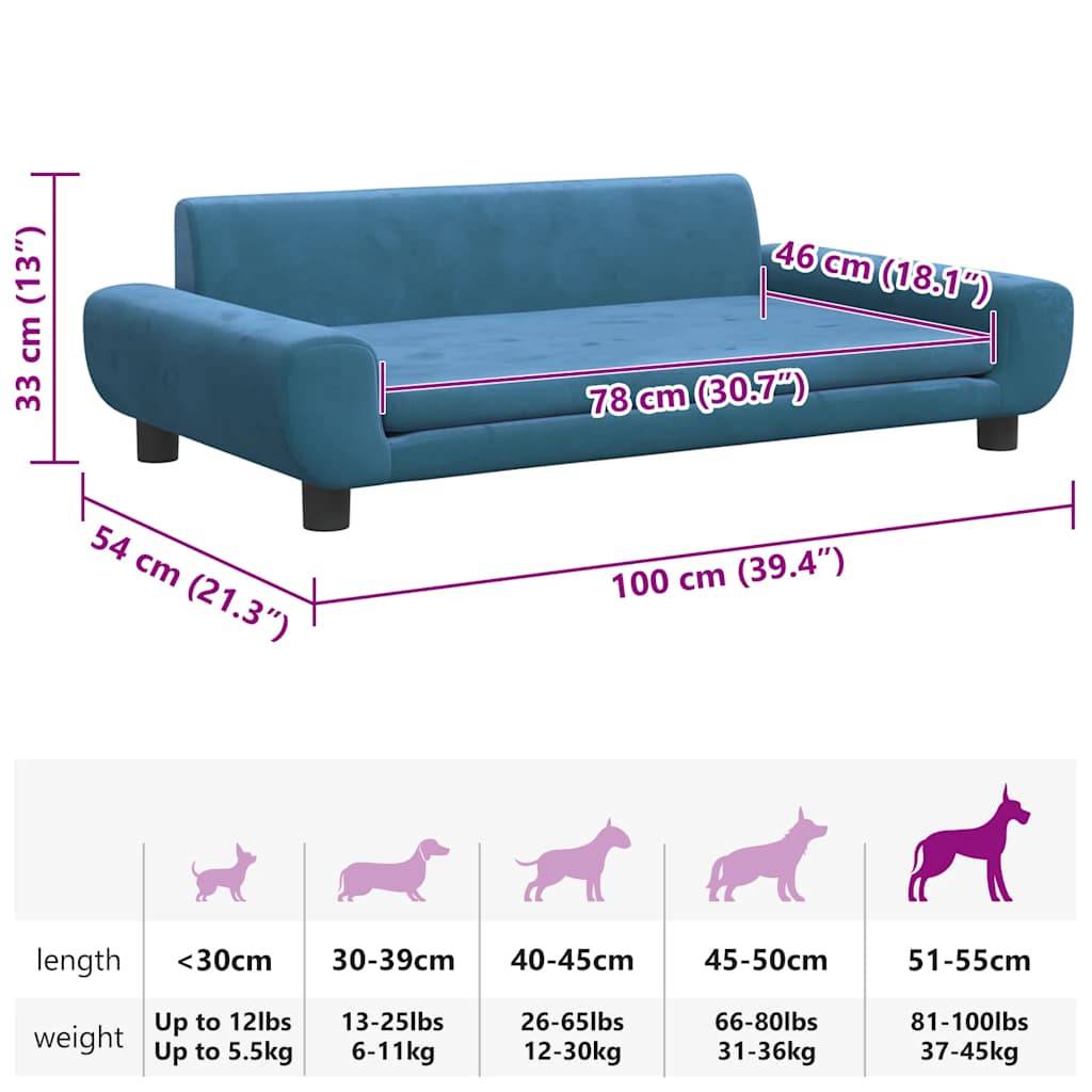 Vidaxl - Lit pour chien bleu 100x54x33 cm velours vidaXL 171981 - Image 3
