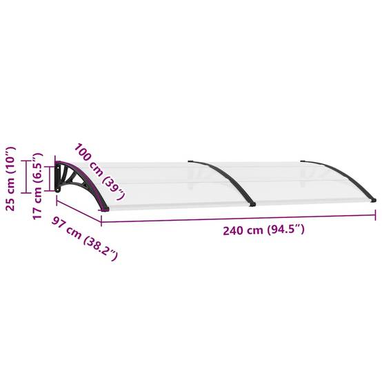 Vidaxl - Auvent de porte 240 x 100 cm PC vidaXL 141760 - Image 3