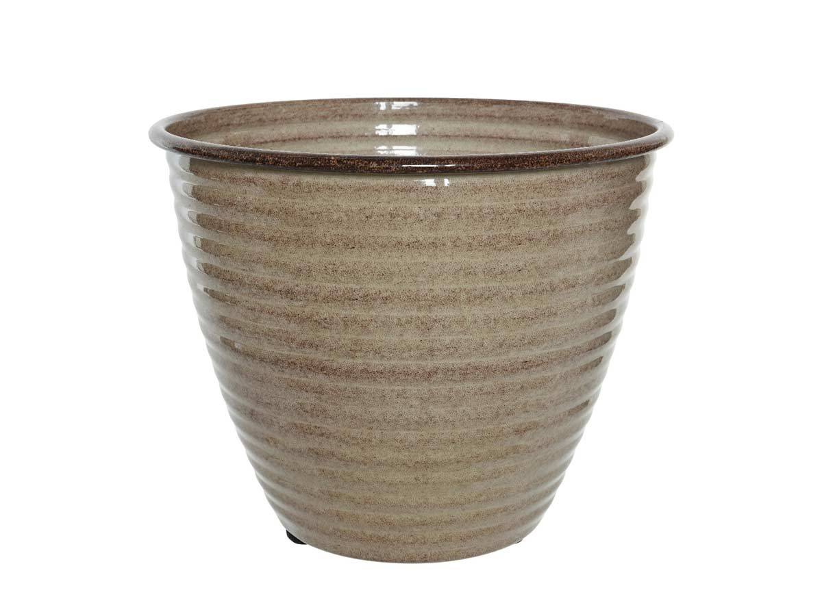 Jardideco - Cache-pot rond en acier émaillé taupe Amy - Ø 37 x 30 cm - Jardideco - Image 1