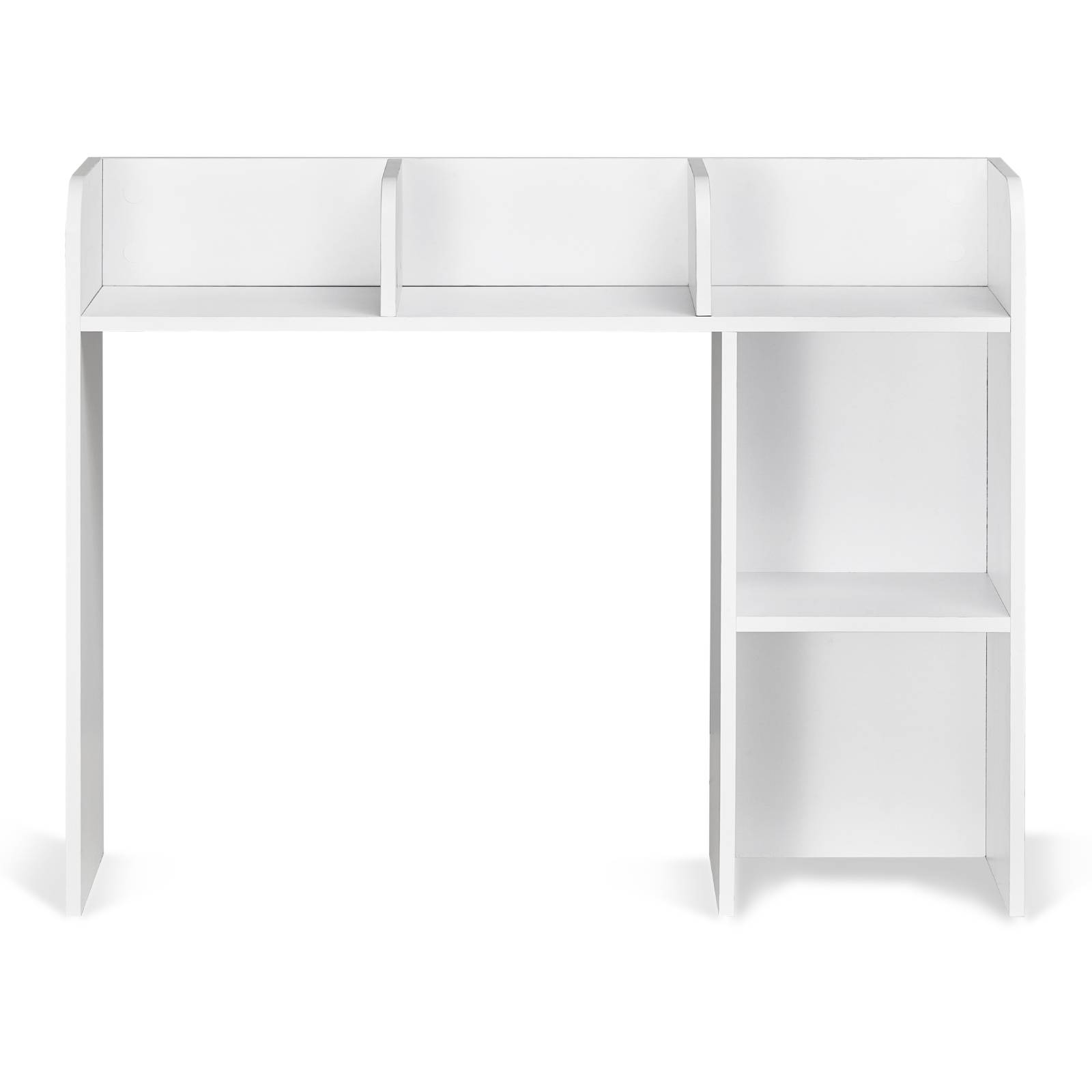 VEVOR Étagère poser bureau 2 niveaux, 94.5x24.1x73.4cm, bois, antidérapant, blanc. - Image 9