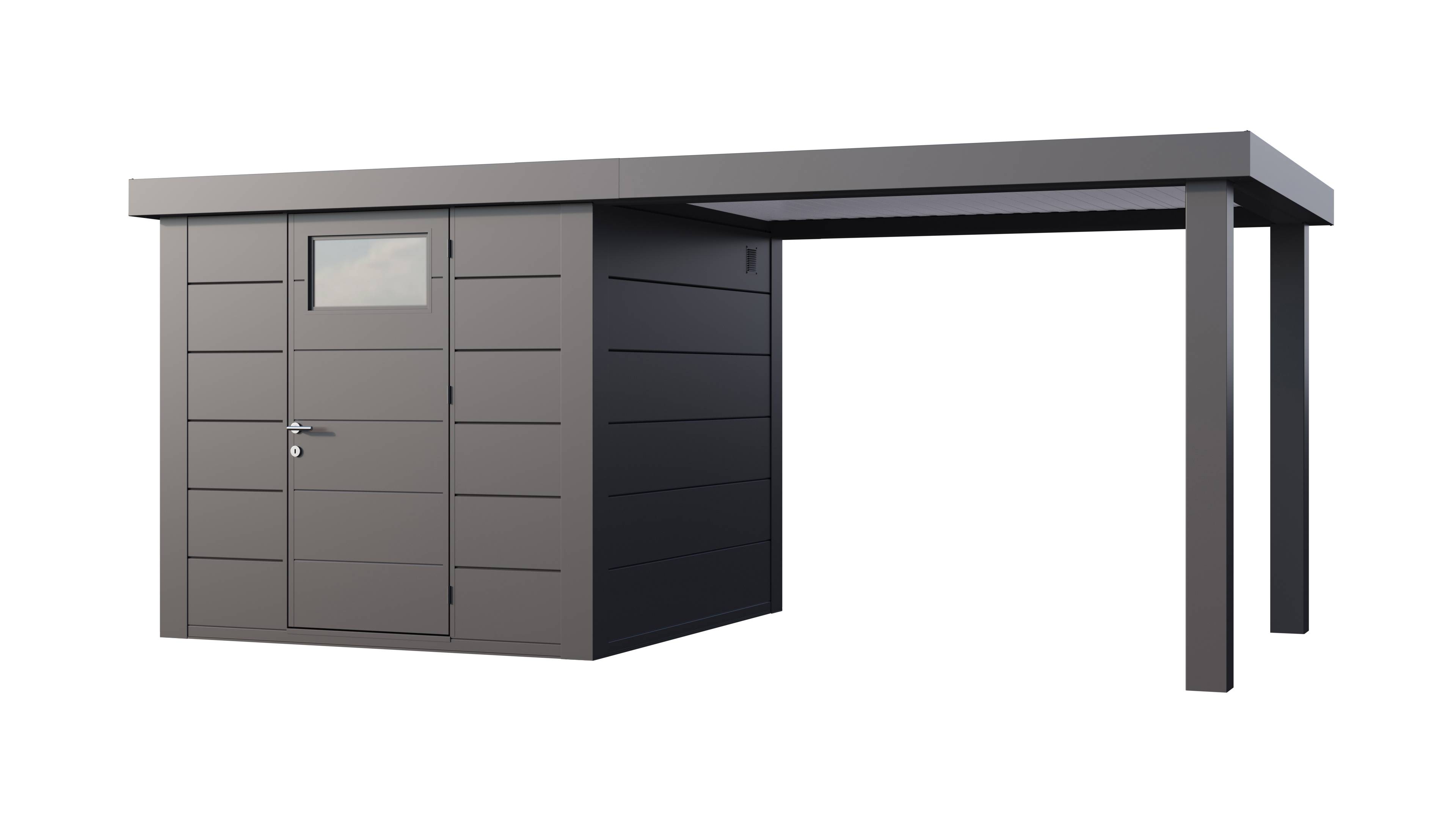 Telluria - Abri acier 5,7 m² anthracite avec auvent 6,8 m² ouvert droite8 - TELLURIA (2424) - Image 1