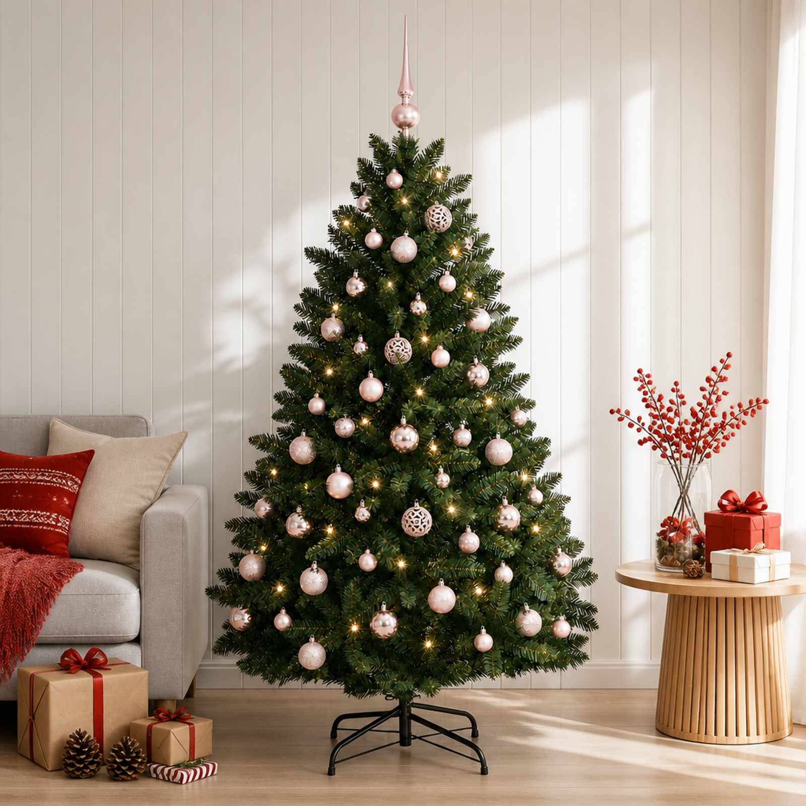 Vidaxl - Sapin de Noël artificiel vert foncé avec boules 180 cm 300 LED vidaXL 3466734 - Image 4