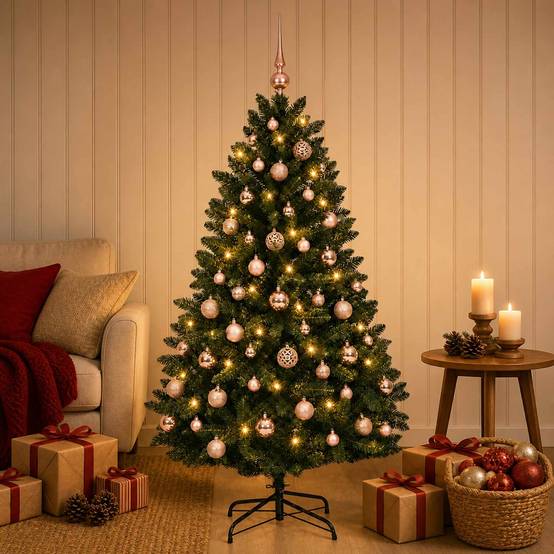 Vidaxl - Sapin de Noël artificiel vert foncé avec boules 180 cm 300 LED vidaXL 3466734 - Image 1