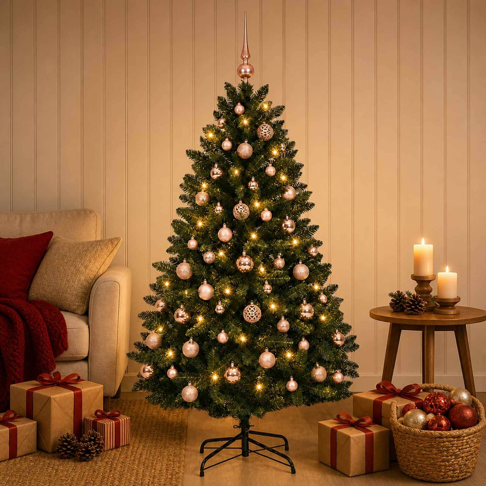 Vidaxl - Sapin de Noël artificiel vert foncé avec boules 180 cm 300 LED vidaXL 3466734 - Image 1