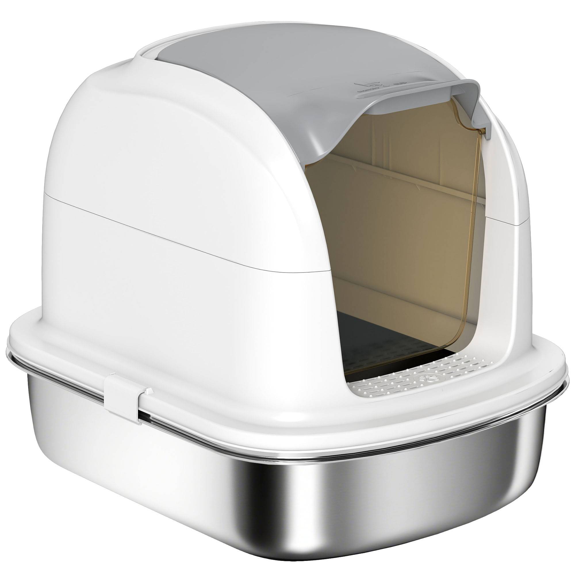 Sans Marque - Litière inox couvercle, bac, pelle, pour chat -5kg, 52,4x41,3x42cm, Blanc - Image 2