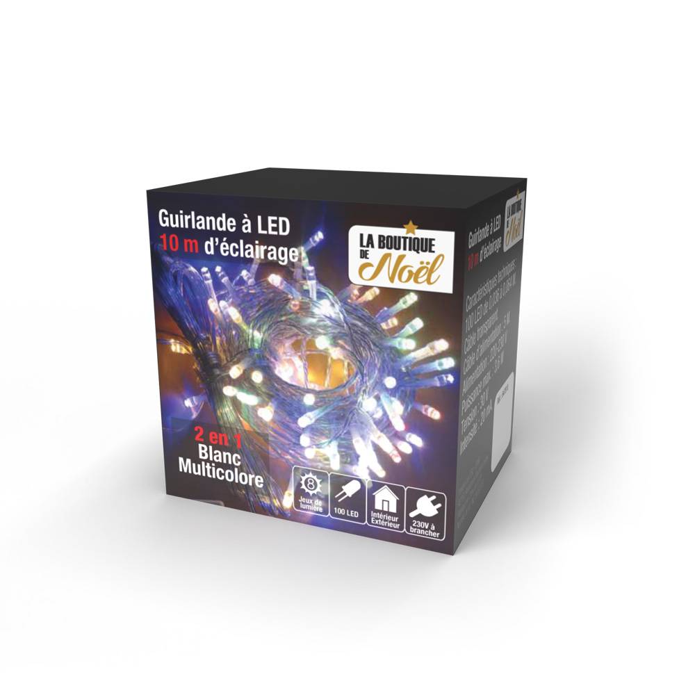 Guirlande lumineuse à LED multicolores 9,9 m 100 LED bicolores - LA BOUTIQUE - Image 1