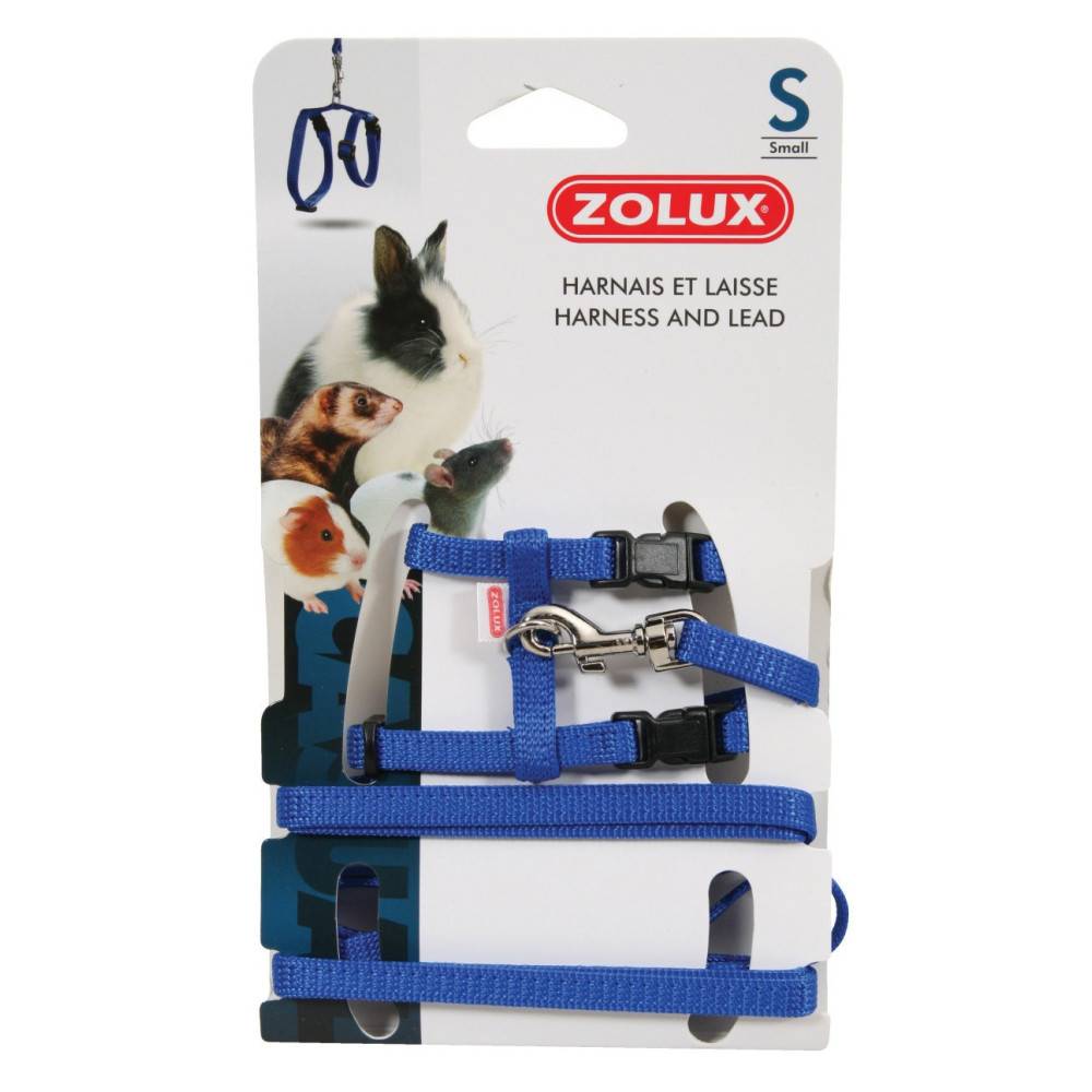 Zolux - Harnais et laisse bleu taille S pour rongeurs
